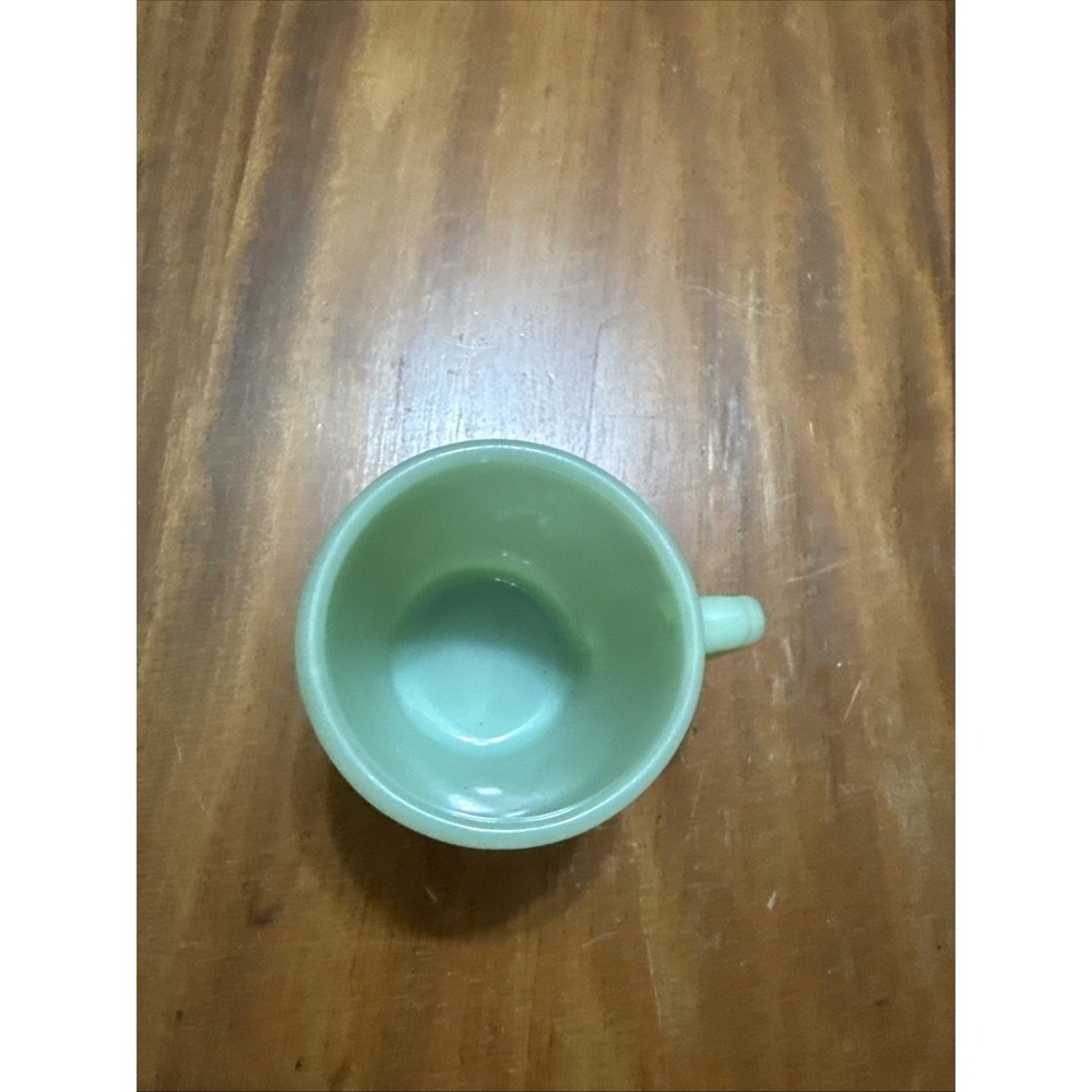 Fire King Oven Ware USA Green Jadeite D Handle Milk Glass Coffee Mug Vintage - Picture 3 of 5